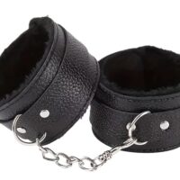 Hand cuffs faux leather furry inner black